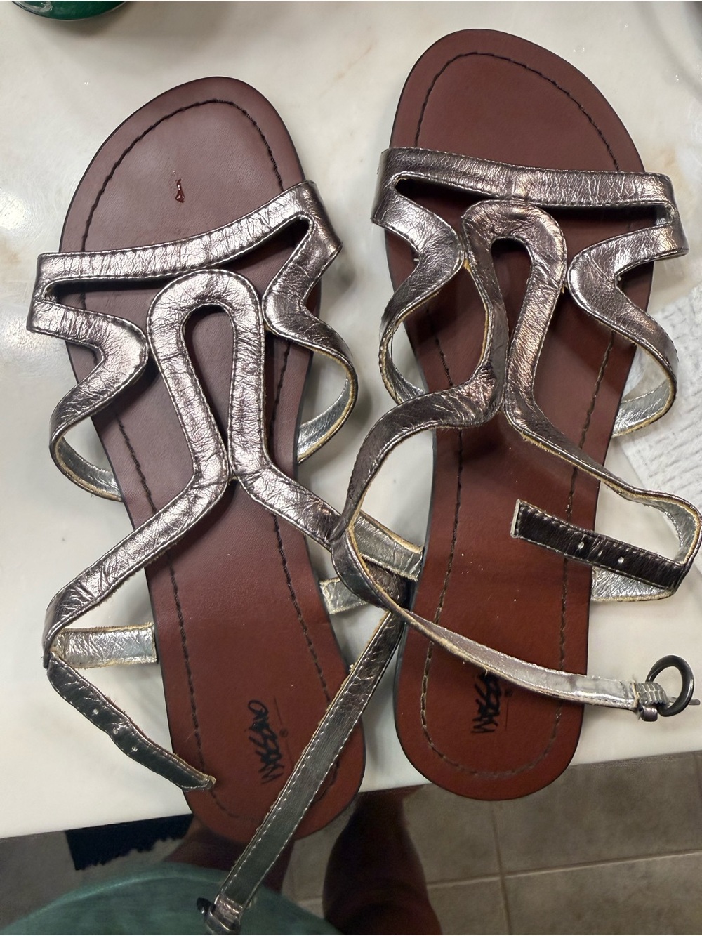 Mossimo Metallic Silver Strappy Women's Sandals
